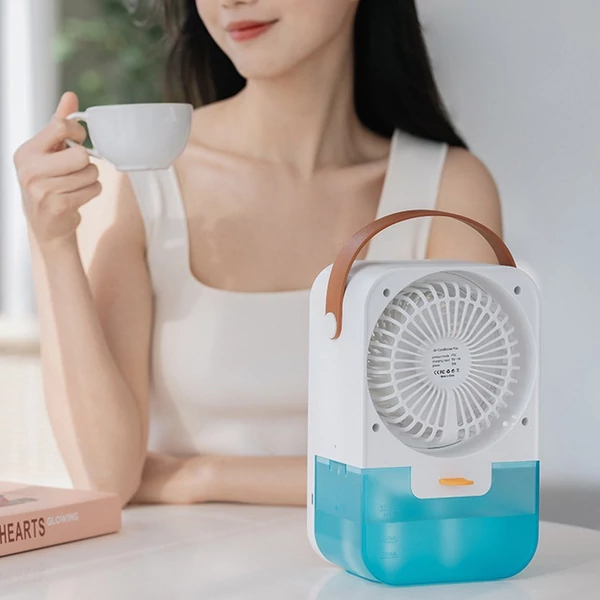 Hordozható légkondicionáló hűtőventilátor 4 szélsebességgel állítható, USB-vel újratölthető - Távoli vezérléssel