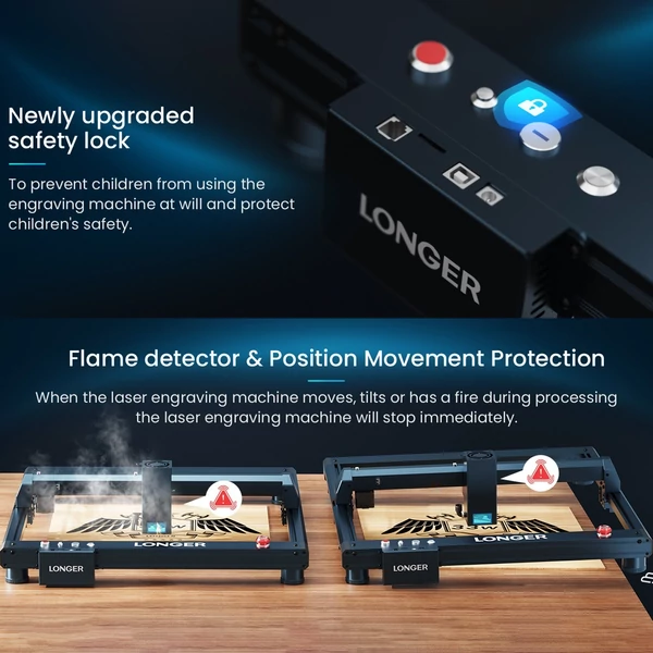 HOSSZABB Laser B1 20W lézergravírozó 24W lézerteljesítményű nagysebességű gravírozás Smart Air Assist rendszerrel