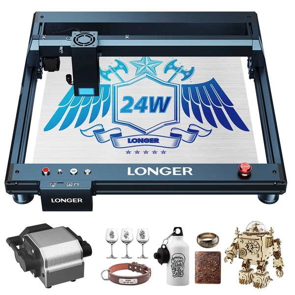 HOSSZABB Laser B1 20W lézergravírozó 24W lézerteljesítményű nagysebességű gravírozás Smart Air Assist rendszerrel