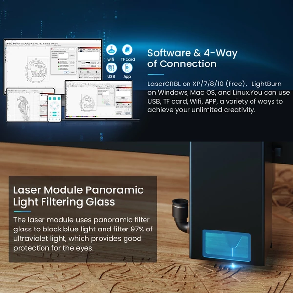 HOSSZABB Laser B1 20W lézergravírozó 24W lézerteljesítményű nagysebességű gravírozás Smart Air Assist rendszerrel