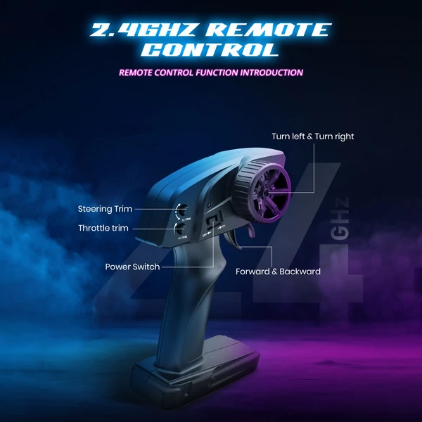 1:22 Teljes léptékű, 2,4 GHz-es távirányítós kisteherautó, 30 km/h, négykerék-hajtás - Sárga, 2 akkumulátor