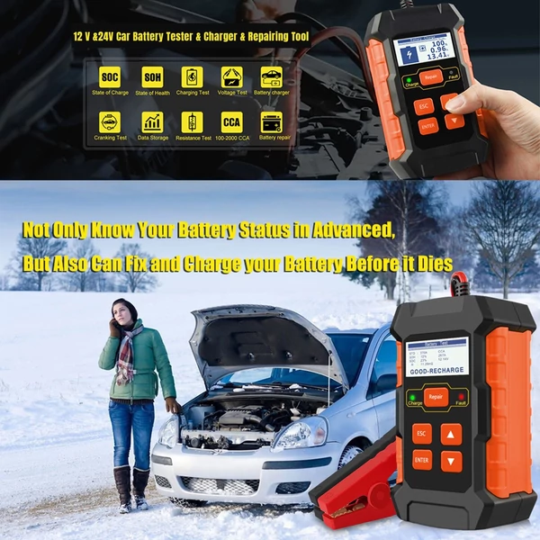 KONNWEI KW520 12V 24V autó akkumulátor teszter töltő és akkumulátor javító szerszám