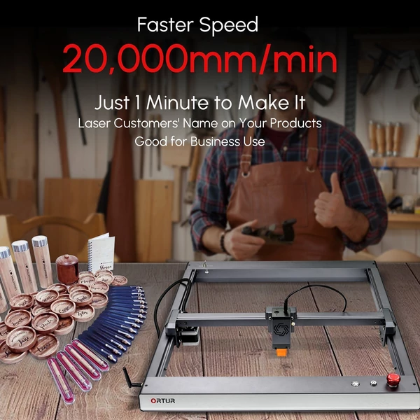 Ortur Laser Master 3 10W lézergravírozó + 448x400mm lézervágó alumínium munkaasztal + Y tengely hosszabbító készlet + 4db FFT1.0 összecsukható láb