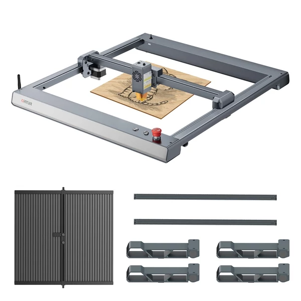Ortur Laser Master 3 10W lézergravírozó + 448x400mm lézervágó alumínium munkaasztal + Y tengely hosszabbító készlet + 4db FFT1.0 összecsukható láb