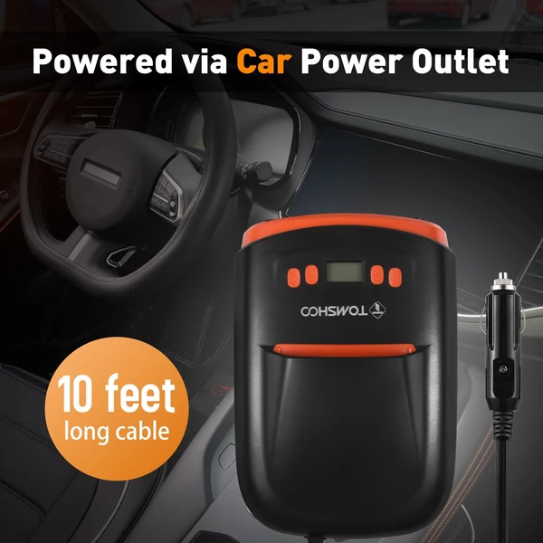 TOMSHOO digitális elektromos SUP légszivattyú 110 W 12 voltos 22 PSI nagynyomású gyorslevegős felfújó LCD kijelzővel - Kék