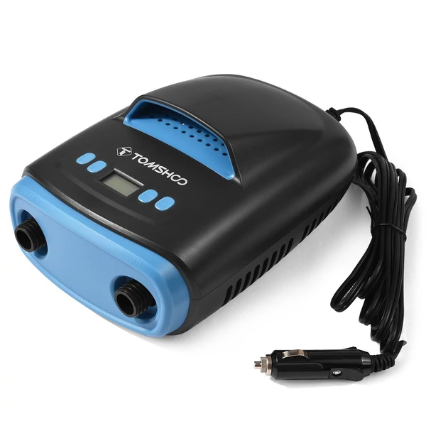 TOMSHOO digitális elektromos SUP légszivattyú 110 W 12 voltos 22 PSI nagynyomású gyorslevegős felfújó LCD kijelzővel - Kék
