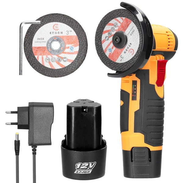 19500 ford./perc elektromos multifunkcionális sarokcsiszoló + 75 mm átmérőjű 10 mm furatú vágókorong + 75 mm átmérőjű 10 mm-es furat polírozó tárcsa