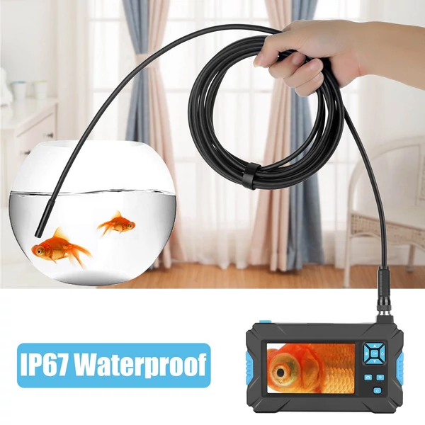Ipari endoszkópos kamera 1920*1080P 6 LED lámpa IP67 Vízálló ellenőrzés 4,3 hüvelykes LCD kijelzővel 5 méteres kemény vezeték - 5,5 mm kamera átmérő