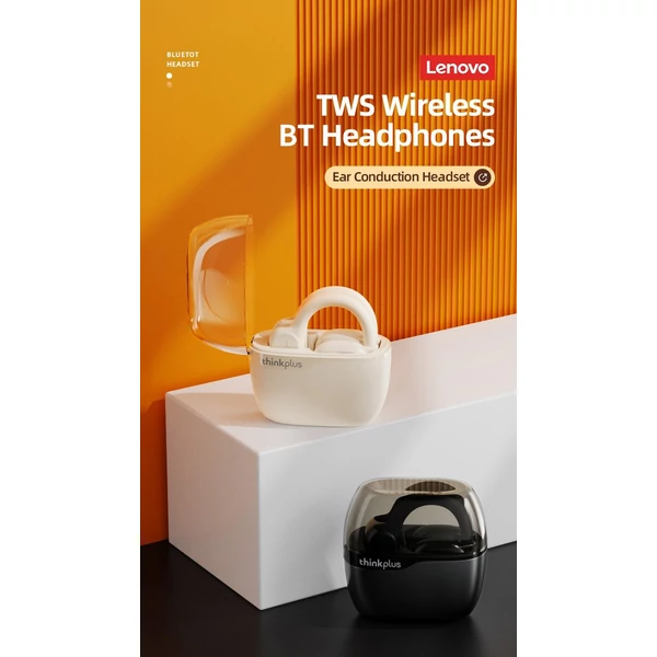 Lenovo LP 76 Bone Conduction Bluetooth fülhallgató fülkampóval - Fekete