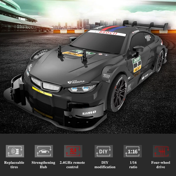 1/16 2,4 GHz-es 4WD távirányítós versenyautó - Fekete