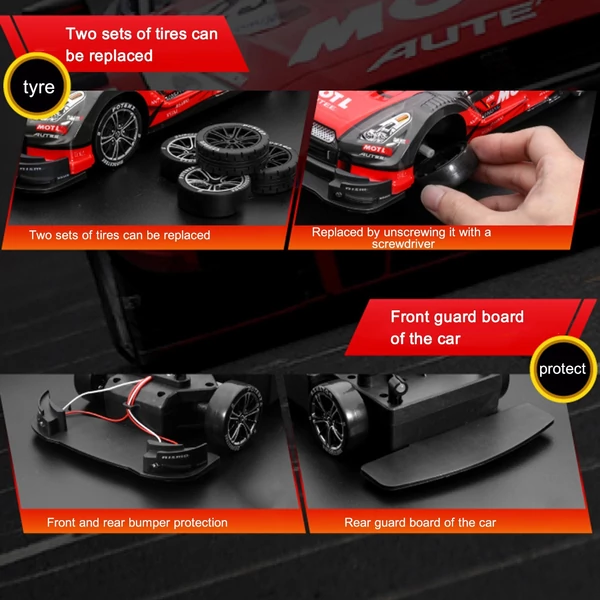 1/16 2,4 GHz-es 4WD távirányítós versenyautó - Fekete