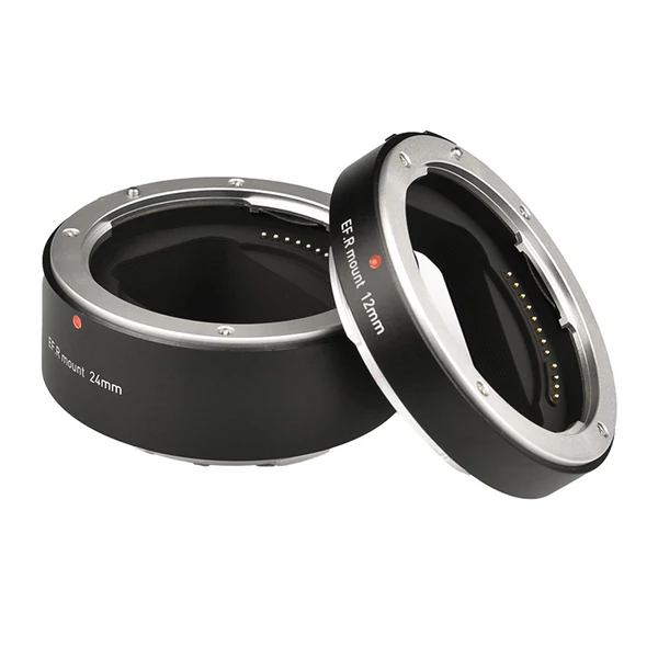 Automatikus bővítő 12 mm + 24 mm R rögzítésű makrócső készletek, amelyek kompatibilisek a Canon RF rögzítésű objektívekkel és a Canon R5/R6/R7/R10 - Fekete