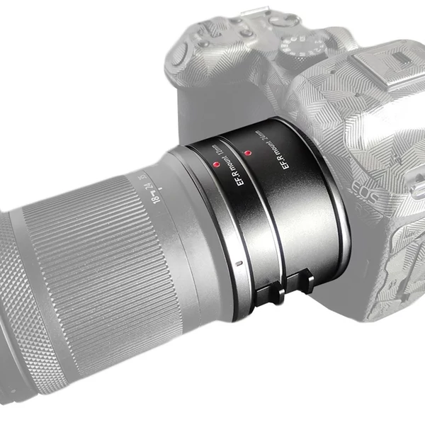 Automatikus bővítő 12 mm + 24 mm R rögzítésű makrócső készletek, amelyek kompatibilisek a Canon RF rögzítésű objektívekkel és a Canon R5/R6/R7/R10 - Fekete