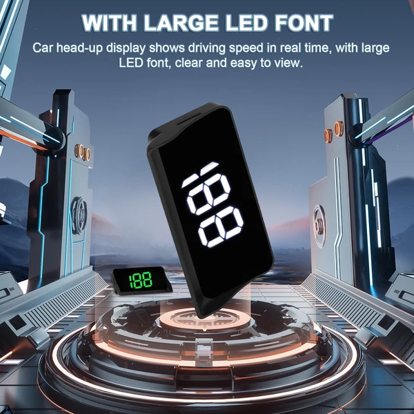Autófejes kijelző, szélvédőre vetítő LED digitális sebességmérő fényvisszaverő fóliával autókhoz, teherautókhoz, terepjárókhoz, lakóautókhoz - Fehér