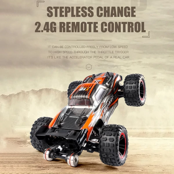 HBX 2105A 1:14 4WD 2,4 GHz távirányítós teherautó 75 km/h sebességű terepjáró - Narancs, 2 akkumulátor
