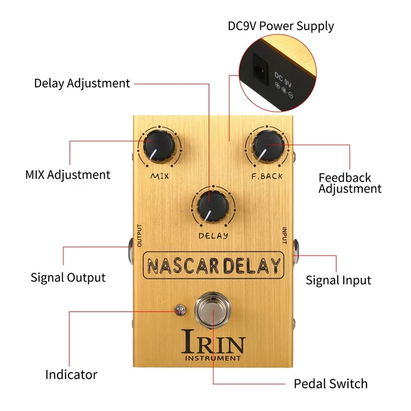 IRIN Delay gitár effekt pedál elektromos gitárhoz - NASCAR DELAY