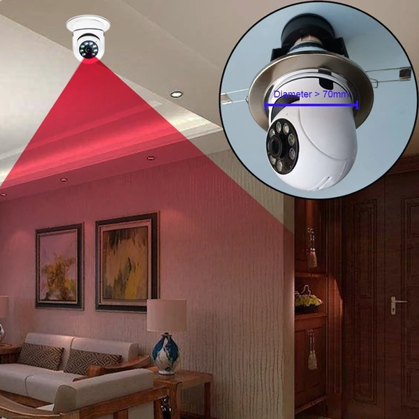 Izzó alakú 2K 720P otthoni kültéri Wifi IP éjjellátó megfigyelő kamera E27 foglalattal