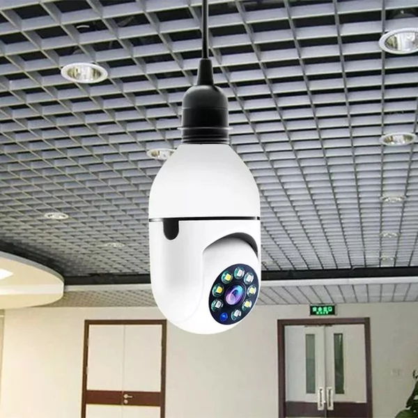 Izzó alakú 2K 720P otthoni kültéri Wifi IP éjjellátó megfigyelő kamera E27 foglalattal