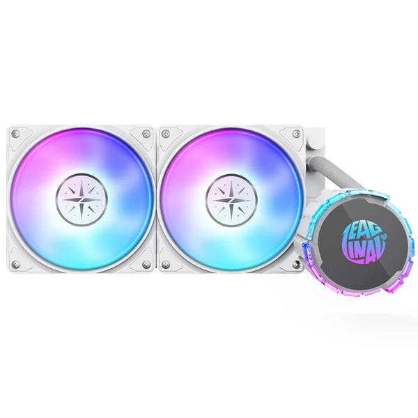 ZEAGINAL 240 A-RGB integrált CPU vízhűtő radiátor nagy teljesítményű PWM szivattyúval, nagy sűrűségű vízcső ventilátor fordulatszám: 800-1800 RPM - Fehér
