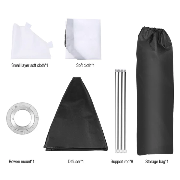 PULUZ 95 cm/37,4 hüvelykes, gyorskioldó nyolcszögű Softbox Bowen rögzítéssel és 8 tartórúddal a Photography Studio Photography Portré élő közvetítéséhez