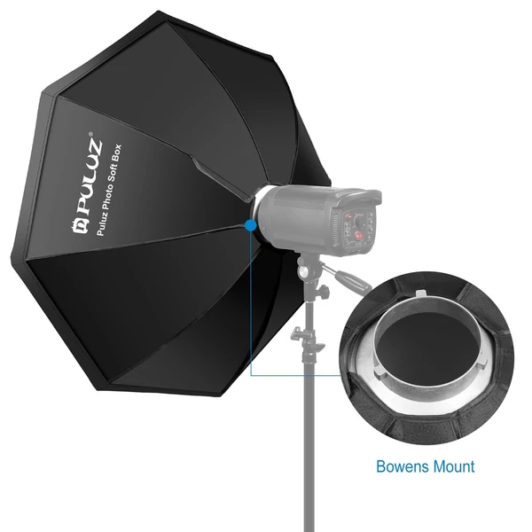 PULUZ 95 cm/37,4 hüvelykes, gyorskioldó nyolcszögű Softbox Bowen rögzítéssel és 8 tartórúddal a Photography Studio Photography Portré élő közvetítéséhez