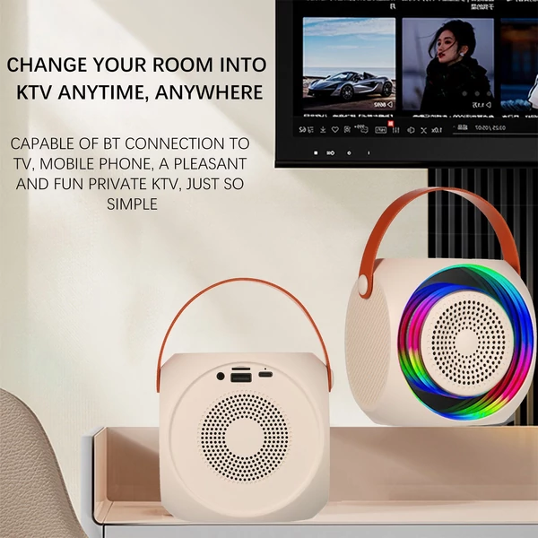 M9 Mini hordozható KTV BT hangszóró 2 mikrofonnal - Fehér