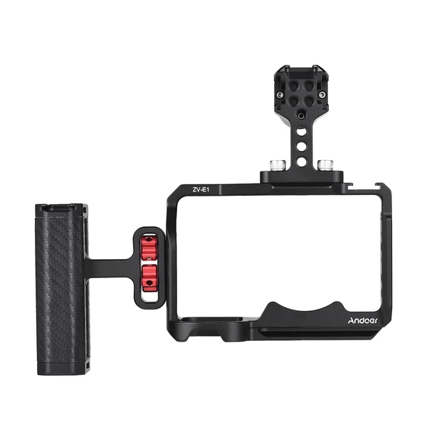 Andoer alumíniumötvözet kamera, videorekesz hidegpapucs-rögzítéssel, számos 1/4 hüvelykes menettel Sony ZV-E1 fényképezőgéphez - tok és felső fogantyú + oldalsó fogantyúkészlet