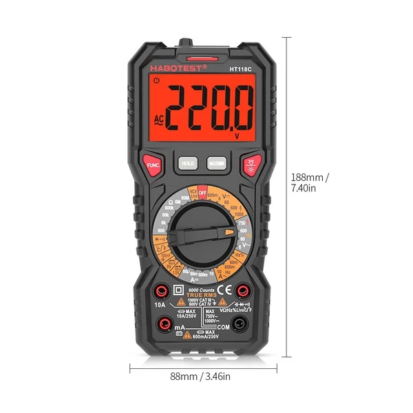 HABOTEST HT118C digitális multiméter kézi hatótávolság 6000 számláló