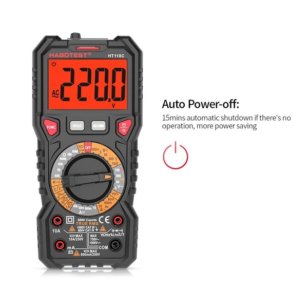 HABOTEST HT118C digitális multiméter kézi hatótávolság 6000 számláló