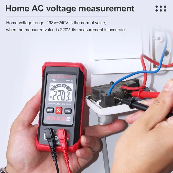 HABOTEST HT123 digitális automata hatótávolságú multiméter, 2000 valós RMS, AC/DC feszültségellenállás mérése NCV teszt LCD háttérvilágítással, zseblámpával, adattárolóval