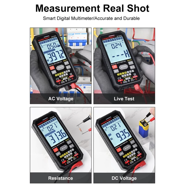 HABOTEST intelligens digitális multiméter, 3,1 hüvelykes LCD 6000 számláló univerzális mérőműszer, automatikus hatótávolság True RMS NCV tesztelő 600 V voltmérő 6 A ampermérő 60 MΩ ohmmérő 60 mF kondenzátor hőmérsékletmérő - HT127A TN kijelző
