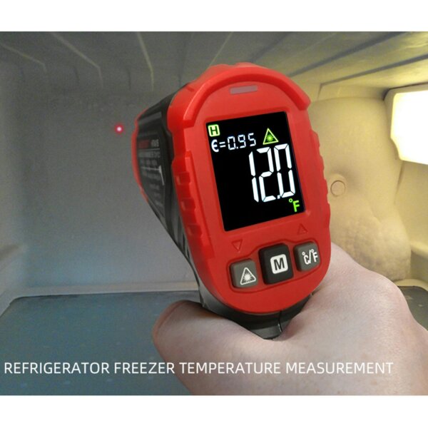 HABOTEST HT641A+ infravörös érintésmentes digitális kézi hőfok pisztoly IR lézeres felületi hőmérséklet mérő emissziós tényezővel ipari grillezéshez