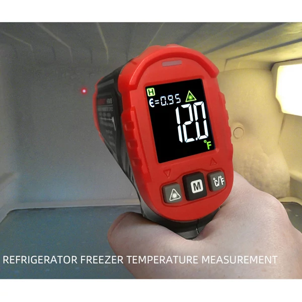HABOTEST HT641B+ infravörös érintésmentes digitális kézi hőfok pisztoly IR lézeres felületi hőmérséklet mérő emissziós tényezővel ipari grillezéshez