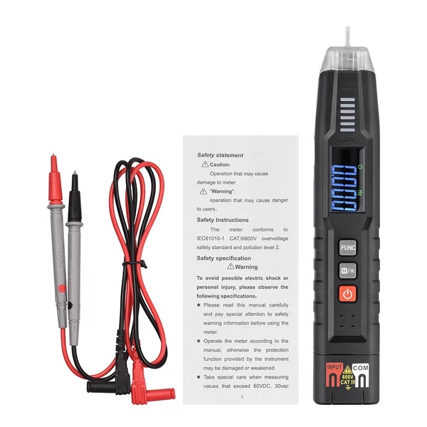 HABOTEST HT122A toll típus Digitális intelligens kézi multiméteres True RMS LCD kijelző 4000 számláló NCV mérő DC/AC Feszültség Ellenállás Kapacitás Frekvencia Teszter Fázisszekvencia érzékelés
