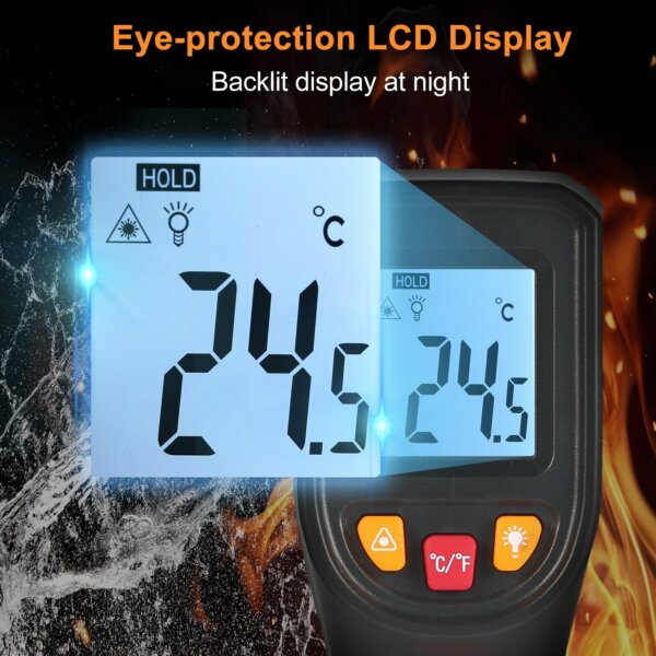 NJTY infravörös, érintésmentes digitális hőmérő pisztoly -50°C ~ 400°C hőmérő ipari, konyhai főzéshez, gépjárművekhez, nem emberi testhőmérsékletre