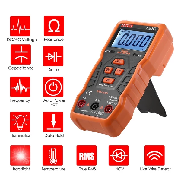 Az NJTY T21G Mini Smart Multimeter 6000 valódi RMS univerzális mérő