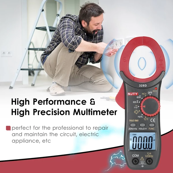 NJTY 328D 600A AC Clamp Meter Automatikus hatótávolság 6000 Számol 1,6 hüvelykes LCD digitális AC True RMS NCV