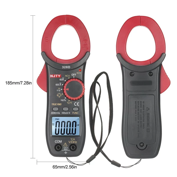 NJTY 328D 600A AC Clamp Meter Automatikus hatótávolság 6000 Számol 1,6 hüvelykes LCD digitális AC True RMS NCV