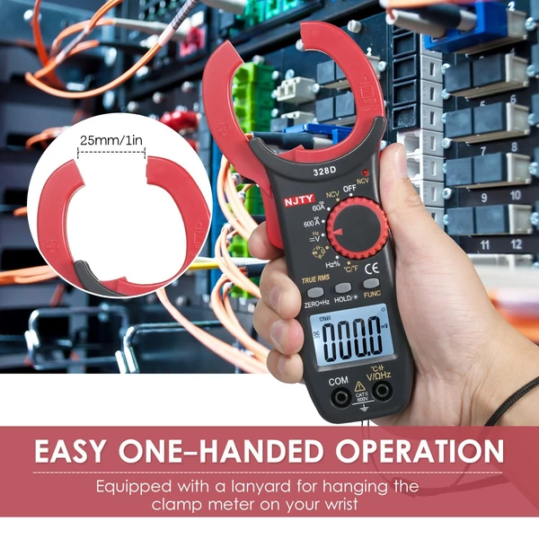 NJTY 328D 600A AC Clamp Meter Automatikus hatótávolság 6000 Számol 1,6 hüvelykes LCD digitális AC True RMS NCV