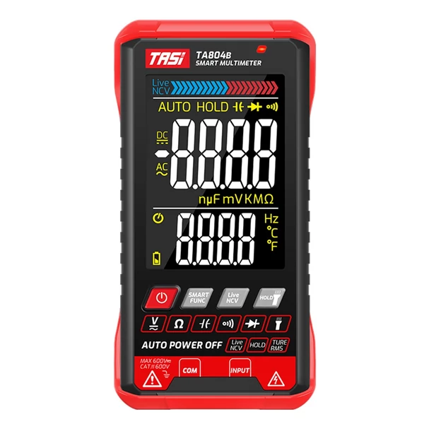 TASI TA804B digitális multiméter professzionális automatikus teszter True RMS multiméter ultravékony intelligens OHM NCV feszültség kapacitás dióda tesztelő automatikus és kézi kettős üzemmód