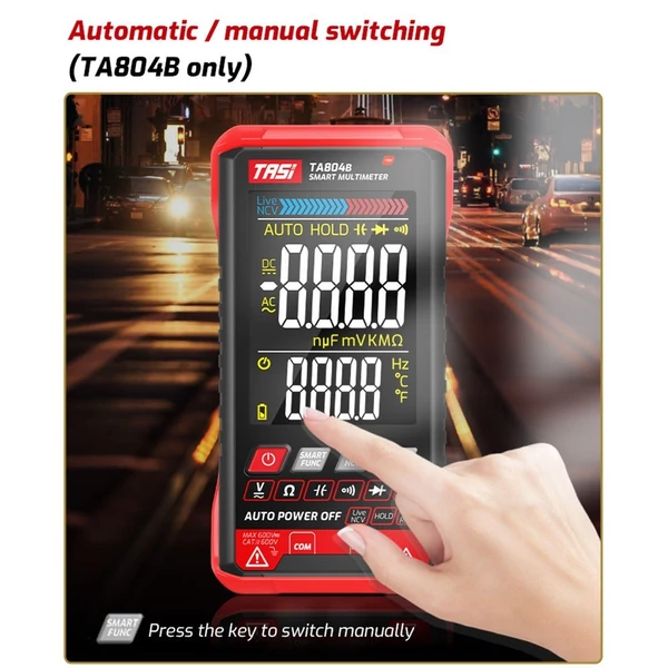 TASI TA804B digitális multiméter professzionális automatikus teszter True RMS multiméter ultravékony intelligens OHM NCV feszültség kapacitás dióda tesztelő automatikus és kézi kettős üzemmód