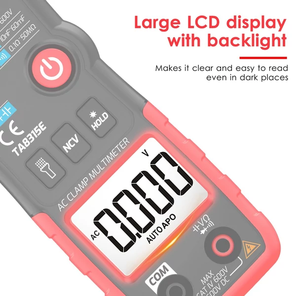 TASI TA8315E digitális bilincsmérő multiméter professzionális tesztelő True RMS multiméter mini többfunkciós tesztelő OHM NCV DC/AC