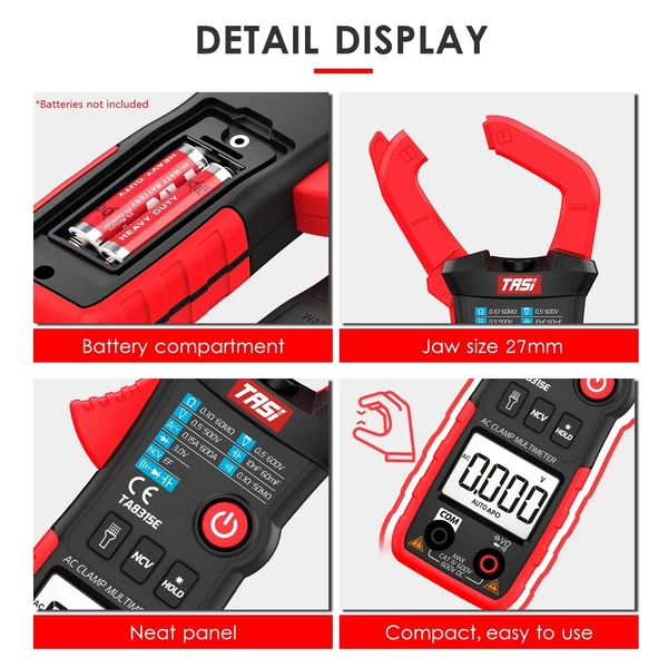 TASI TA8315E digitális bilincsmérő multiméter professzionális tesztelő True RMS multiméter mini többfunkciós tesztelő OHM NCV DC/AC
