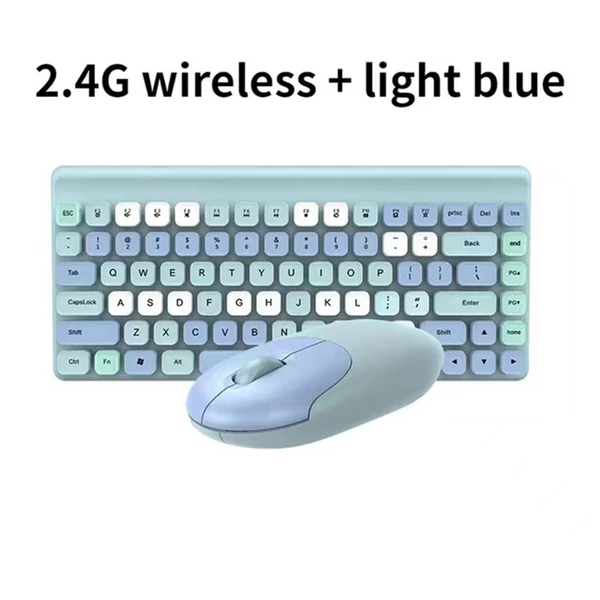 2,4 G vezeték nélküli, 86 gombos billentyűzet és egér készlet asztali számítógépekhez, ergonómikus kialakítás, kompatibilis a Windows 2000/XP/7/Vista/98/ME/8/10 rendszerrel - Kék