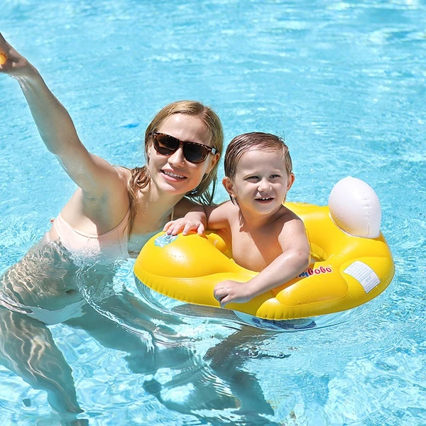 Swimbobo aranyos felfújható babaúszó medencéhez - Sárga