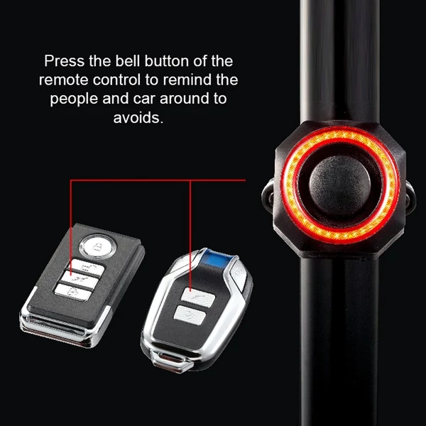 USB újratölthető, jól látható multifunkciós kerékpár hátsó lámpa fékérzékelővel - Stílus 1