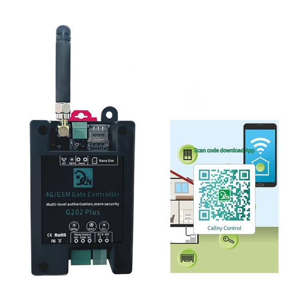 4G/GSM G202Plus Gate Controller Vezeték nélküli távoli GSM kapunyitó A rendszeres felhasználók engedélyezése nem támogatott Callny Control (APP)