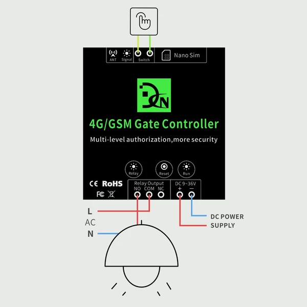 4G/GSM G202Plus Gate Controller Vezeték nélküli távoli GSM kapunyitó A rendszeres felhasználók engedélyezése nem támogatott Callny Control (APP)