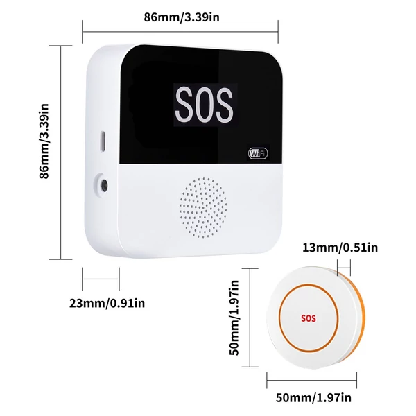 Többfunkciós intelligens WiFi SOS orvosi figyelmeztető rendszer esésjelző eszköz, nővérfigyelő rendszer figyelmeztető gomb ajtócsengő