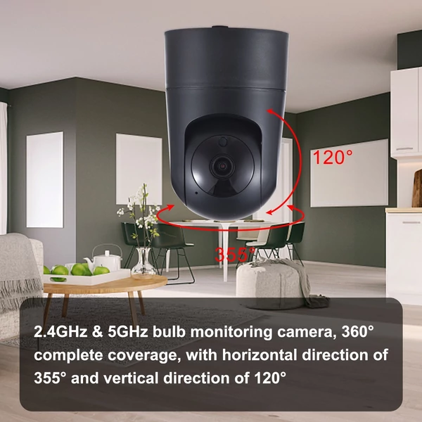 2 MP beltéri biztonsági pánt dönthető kamera bébiőrhöz Intelligens mozgáskövető éjszakai látás, kétirányú hang - Fekete